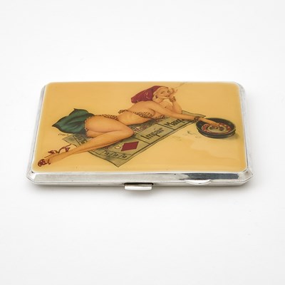 Lot 145 - George VI Sterling Silver and Enamel Novelty "Vices" Cigarette Case