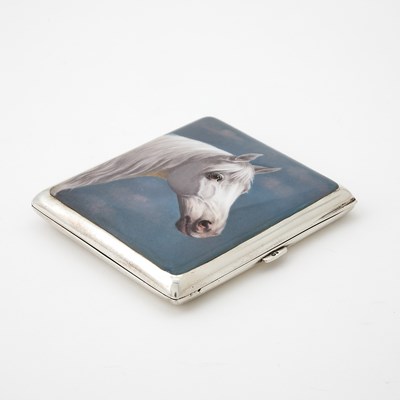 Lot 138 - Swedish Silver and Enamel Novelty Equestrian Cigarette Case