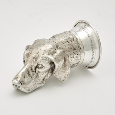 Lot 131 - Continental Silver Novelty Hound Form Stirrup Cup