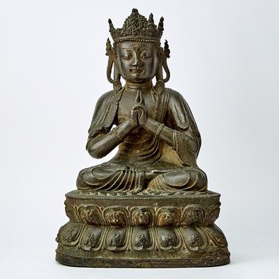 Lot 61 - A Large and Rare Dated Chinese Bronze Figure of Vairocana