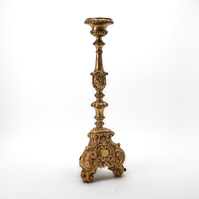Lot 164 - Italian Baroque Style Carved Giltwood Pricket Candlestick