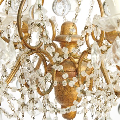 Lot 166 - Louis XV Style Six Light Rock Crystal, Glass and Gilt-Metal Chandelier