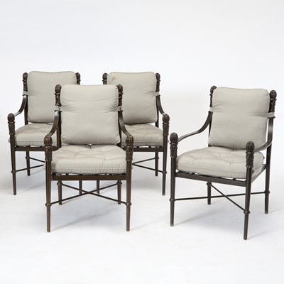 Lot 3179 - Set of Four Metal Outdoor Armchairs
