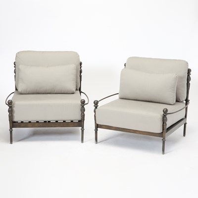 Lot 132 - Pair of Michael Taylor Montecito Metal Outdoor Tub Chairs
