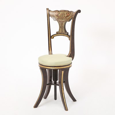 Lot 248 - Neoclassical Faux Bois Painted and Parcel-Gilt Music Chair