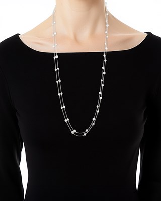 Lot 47 - Long White Gold and Diamond Chain Necklace