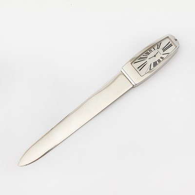 Lot 3135 - Cartier Stainless Steel Envelope Opener with Clock Feature