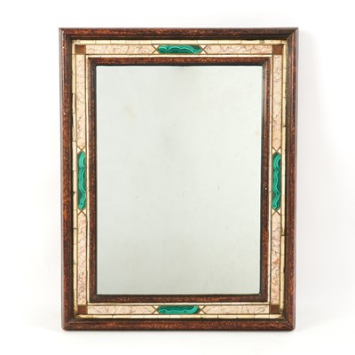 Lot 536 - Italian Malachite, Marble, Brass, Bone and Polychrome Painted Walnut Mirror