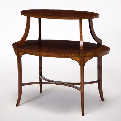 Lot 473 - Regency Style Satinwood Inlaid Two-Tier Oval Table