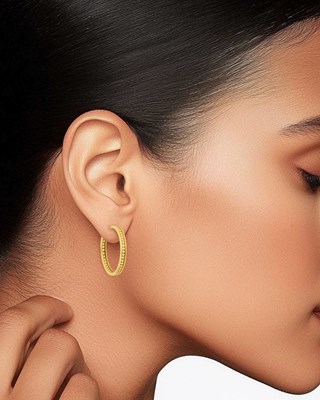 Lot 3 - Cartier Pair of Gold and Diamond Hoop Earrings