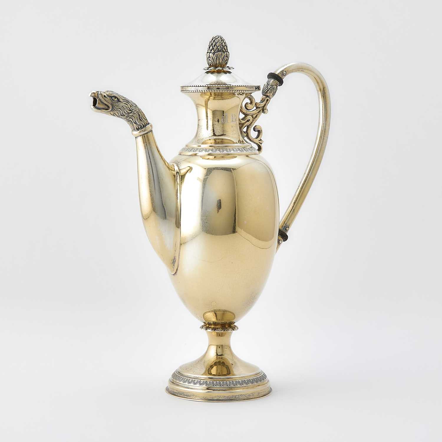 Lot 39 - Continental Empire Style Sterling Silver Gilt Coffee Pot