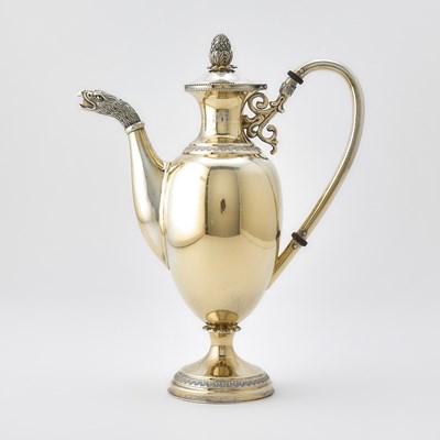 Lot 39 - Continental Empire Style Sterling Silver Gilt Coffee Pot