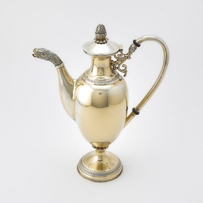 Lot 39 - Continental Empire Style Sterling Silver Gilt Coffee Pot