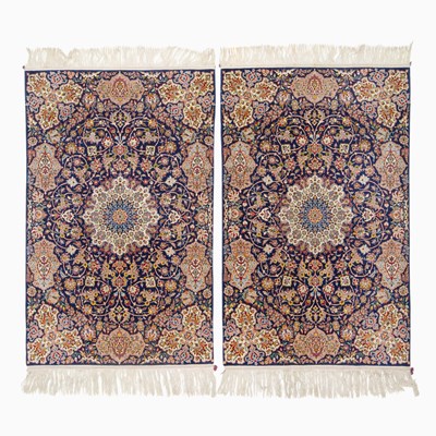 Lot 543 - Pair of Silk Warp Isfahan Rugs