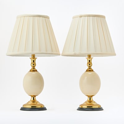 Lot 535 - Pair of Brass-Mounted Ostrich Egg Table Lamps