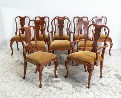Lot 335 - Set of Ten Queen Anne style Dining Chairs
