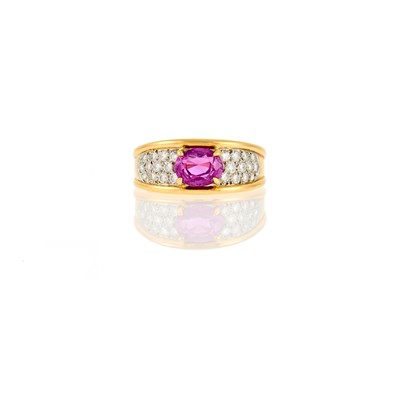 Lot 1141 - Oscar Heyman and Brothers Gold, Platinum, Pink Sapphire and Diamond Ring