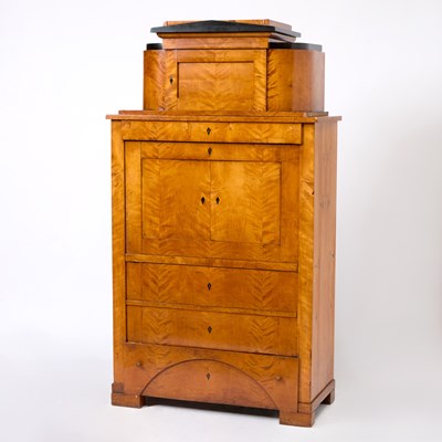 Lot 280 - Austrian Neoclassical Part-Ebonized Birchwood Secretaire Cabinet