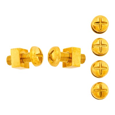 Lot 96 - Verdura Gold 'Nut and Bolt' Dress Set