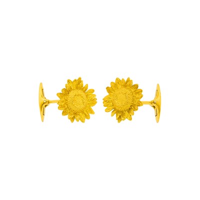 Lot 127 - Asprey Pair of Gold Sunflower Cufflinks