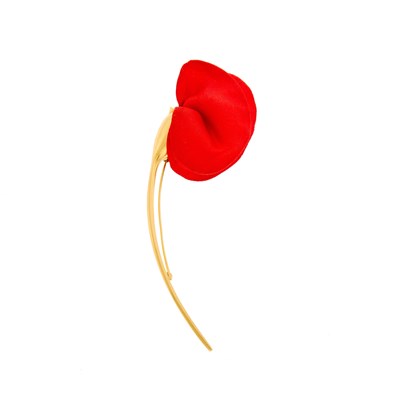 Lot 1012 - Tiffany & Co., Elsa Peretti Gold and Red Fabric Flower Brooch