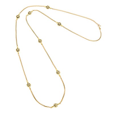 Lot 1080 - Long Two-Color Gold and Diamond Chain Necklace