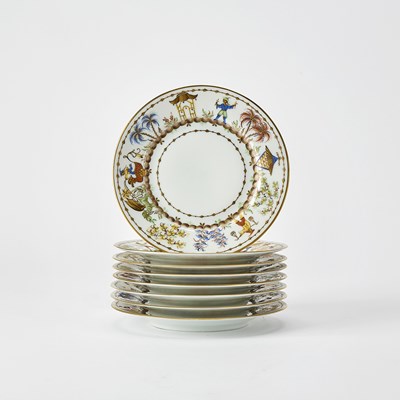 Lot 660 - Set of Eight Le Tallec for Tiffany & Co. Porcelain 'Cirque Chinois' Pattern Bread Plates