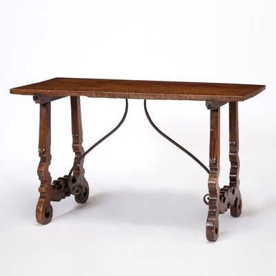 Lot 234 - Spanish Baroque Walnut and Iron Trestle Table