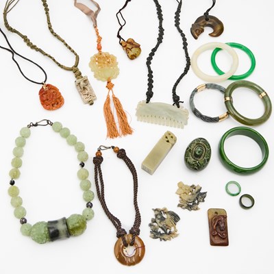 Lot 57 - A Group of Chinese Hardstone Articles