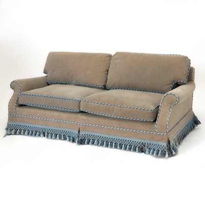 Lot 288 - Upholstered Cut Velvet and Rope Cord Sofa