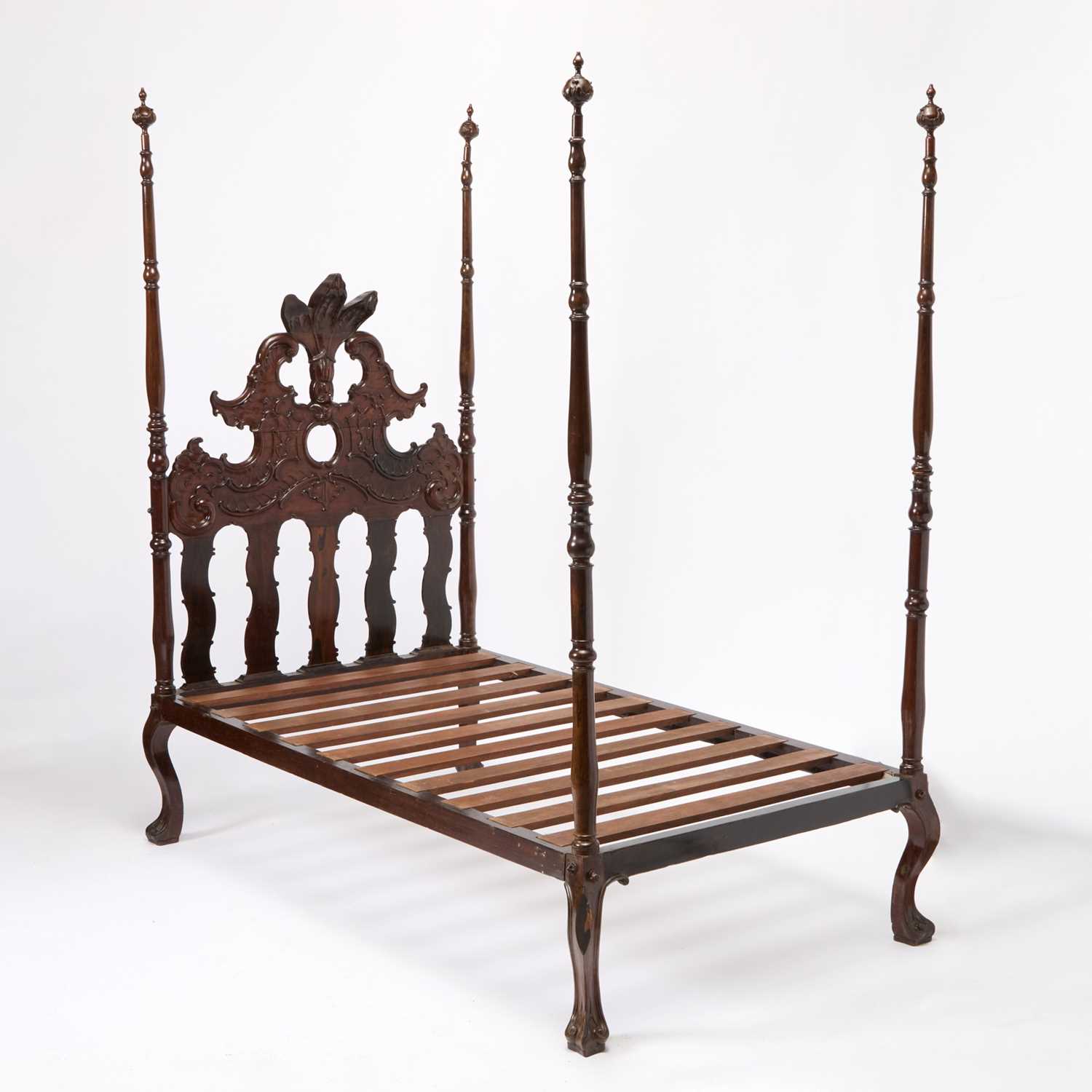 Lot 164 - Portuguese Rococo Carved Jacaranda Four-Post Bedstead