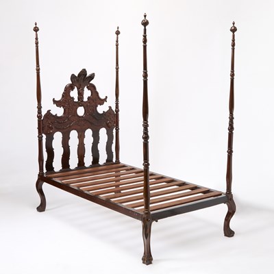 Lot 488 - Portuguese Rococo Carved Jacaranda Four-Post Bedstead