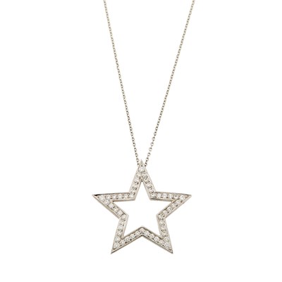 Lot 162 - Tiffany & Co. Platinum and Diamond Star Pendant with Chain Necklace