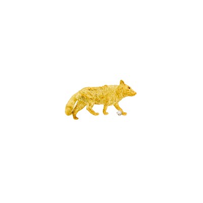 Lot 1238 - Gold, Ruby and Diamond Wolf Brooch