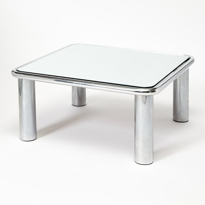 Lot 225 - Mario Bellini Tubular Metal and Mirror Low Table