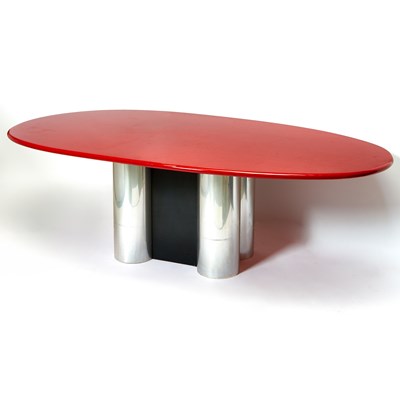 Lot 226 - Nicos Zographos Custom-Made Lacquer and Tubular Steel Dining Table