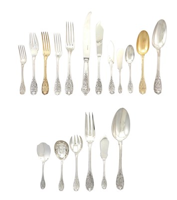 Lot 204 - Puiforcat Sterling Silver "Elysee" Pattern Flatware Service