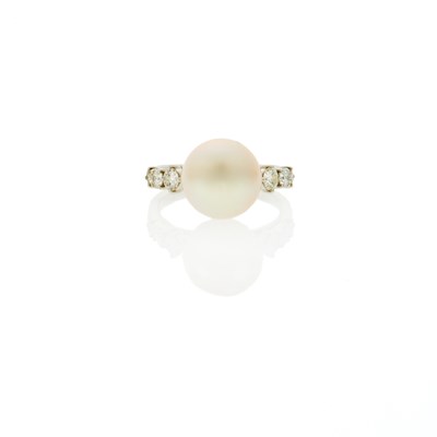 Lot 2050 - White Gold, South Sea Cultured Pearl and Diamond Ring