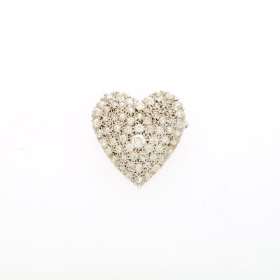 Lot 2058 - White Gold and Diamond Heart Pendant-Brooch