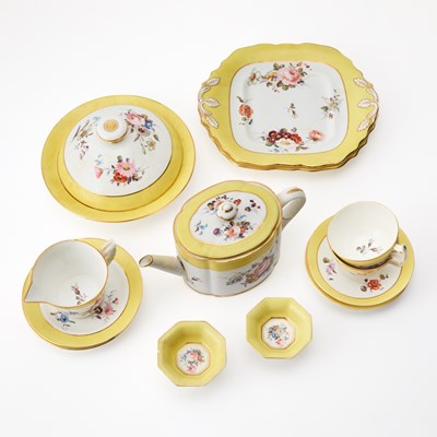 Lot 3073 - Derby Porcelain Yellow and Floral Decorated Breakfast Service