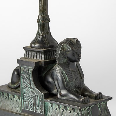 Lot 187 - Pair of French Egyptian Revival Patinated Green and Brown Bronze Tazzas
