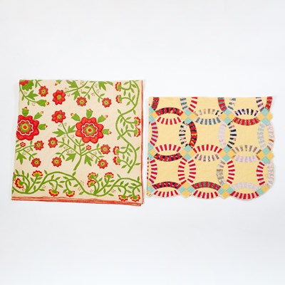 Lot 421 - Pieced Cotton Rose Variant Pattern Quilt