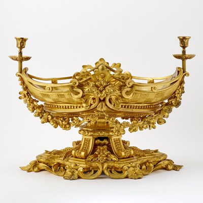 Lot 607 - Large Napoleon III Gilt-Bronze Two-Light Oval Center Piece