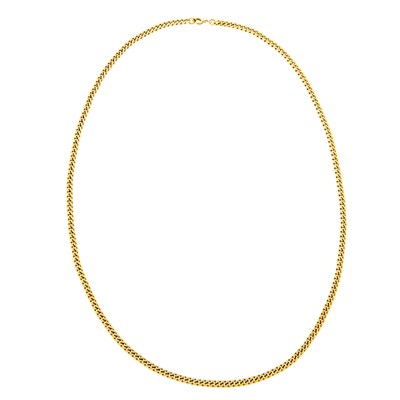 Lot 1135 - Long Gold Curb Link Chain Necklace