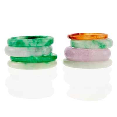 Lot 1232 - Group of Jade and Hardstone Bangle Bracelets