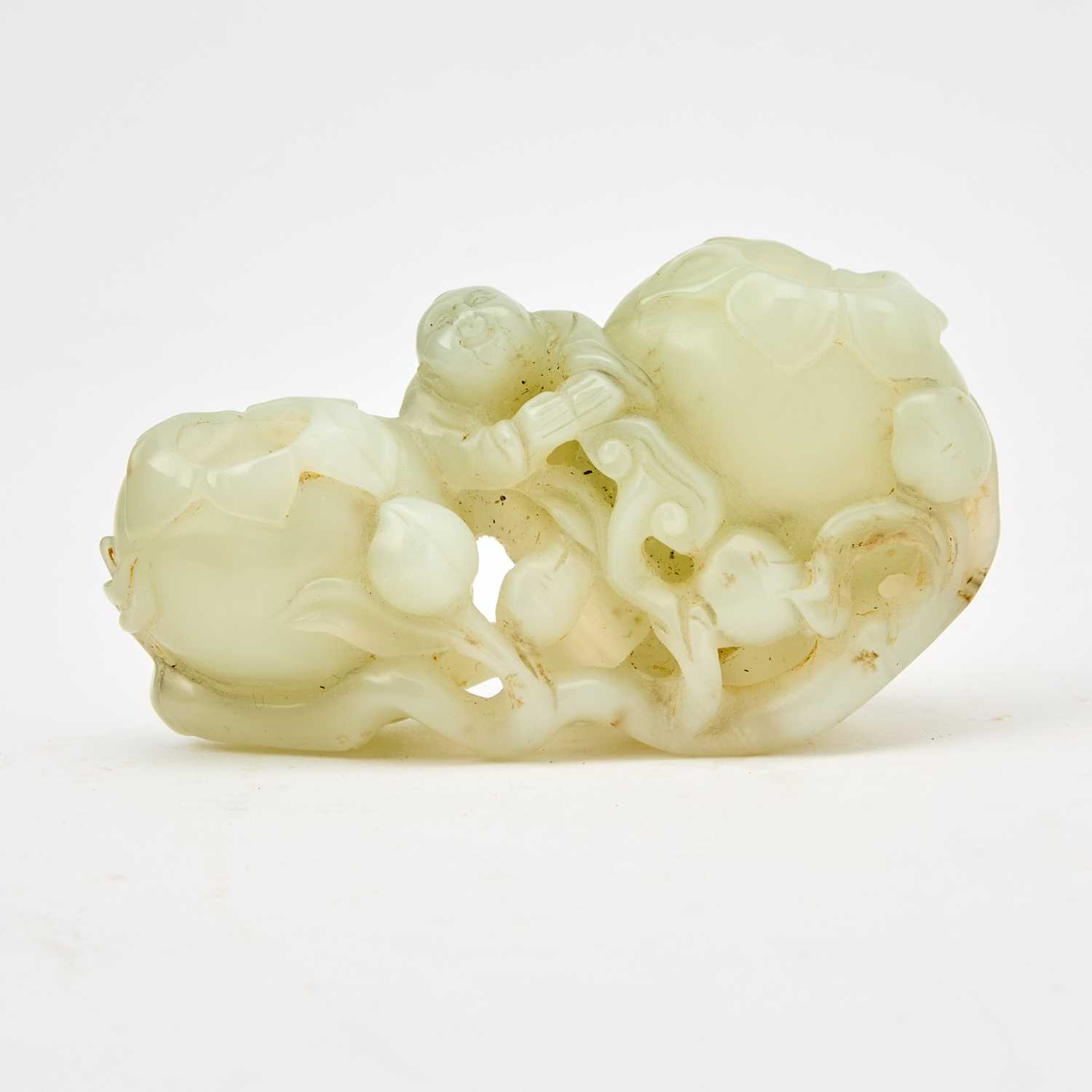 Lot 25 - A Chinese White Jade Double Brush Washer