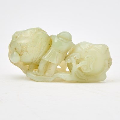 Lot 25 - A Chinese White Jade Double Brush Washer
