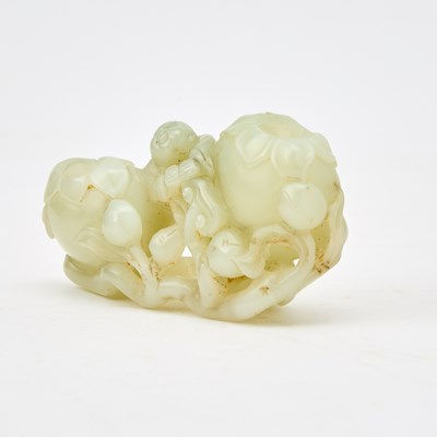 Lot 25 - A Chinese White Jade Double Brush Washer