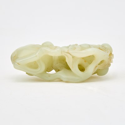Lot 25 - A Chinese White Jade Double Brush Washer