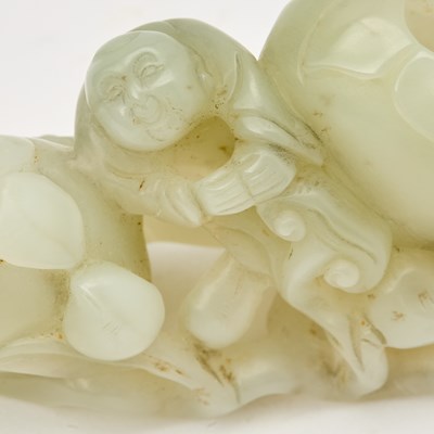 Lot 25 - A Chinese White Jade Double Brush Washer
